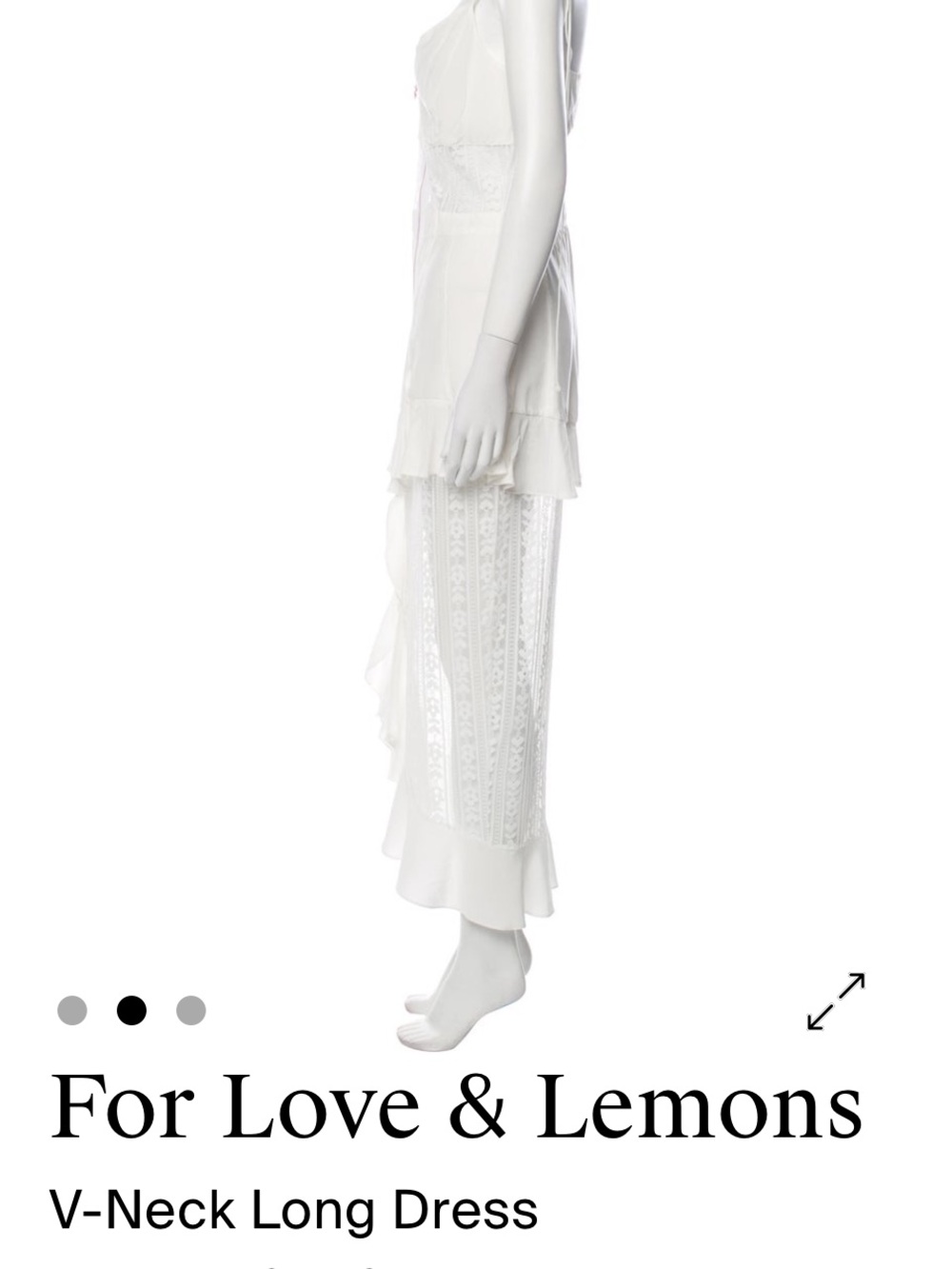 For Love And Lemons White Lace Ruffle Maxi Slip Dress - Picture 3 of 4